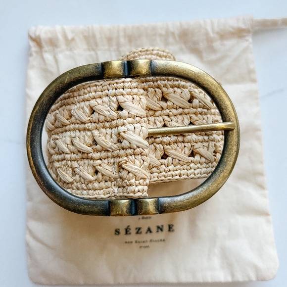 Sezane Fétiche Belt Raphia Naturel - Size 80 Small - Picture 3 of 6